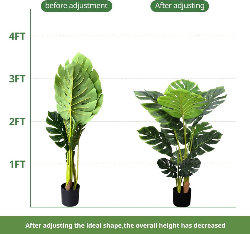 Two Monstera Silk Artificial Plant -3Ft  Tall SowanyEssentialHome