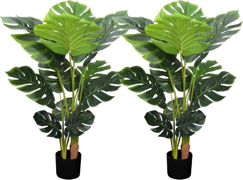 Two Monstera Silk Artificial Plant -3Ft  Tall SowanyEssentialHome