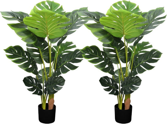 Two Monstera Silk Artificial Plant -3Ft  Tall SowanyEssentialHome