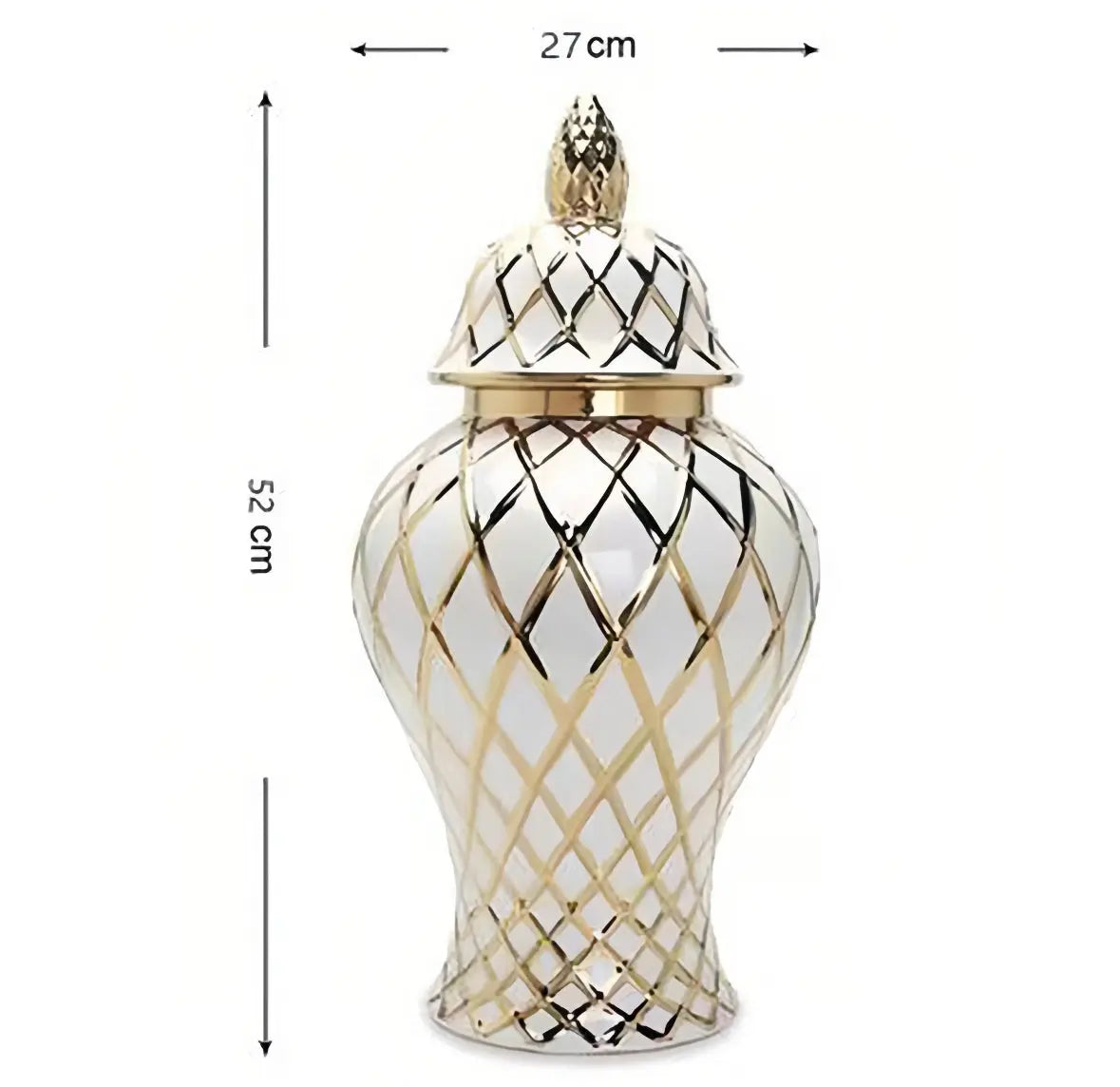 The Gold Porcelain Jar is an embodiment of elegance, marrying the timeless charm of porcelain with the lavish allure of gold. This exquisite decorative piece is a testament to meticulous craftsmanship,