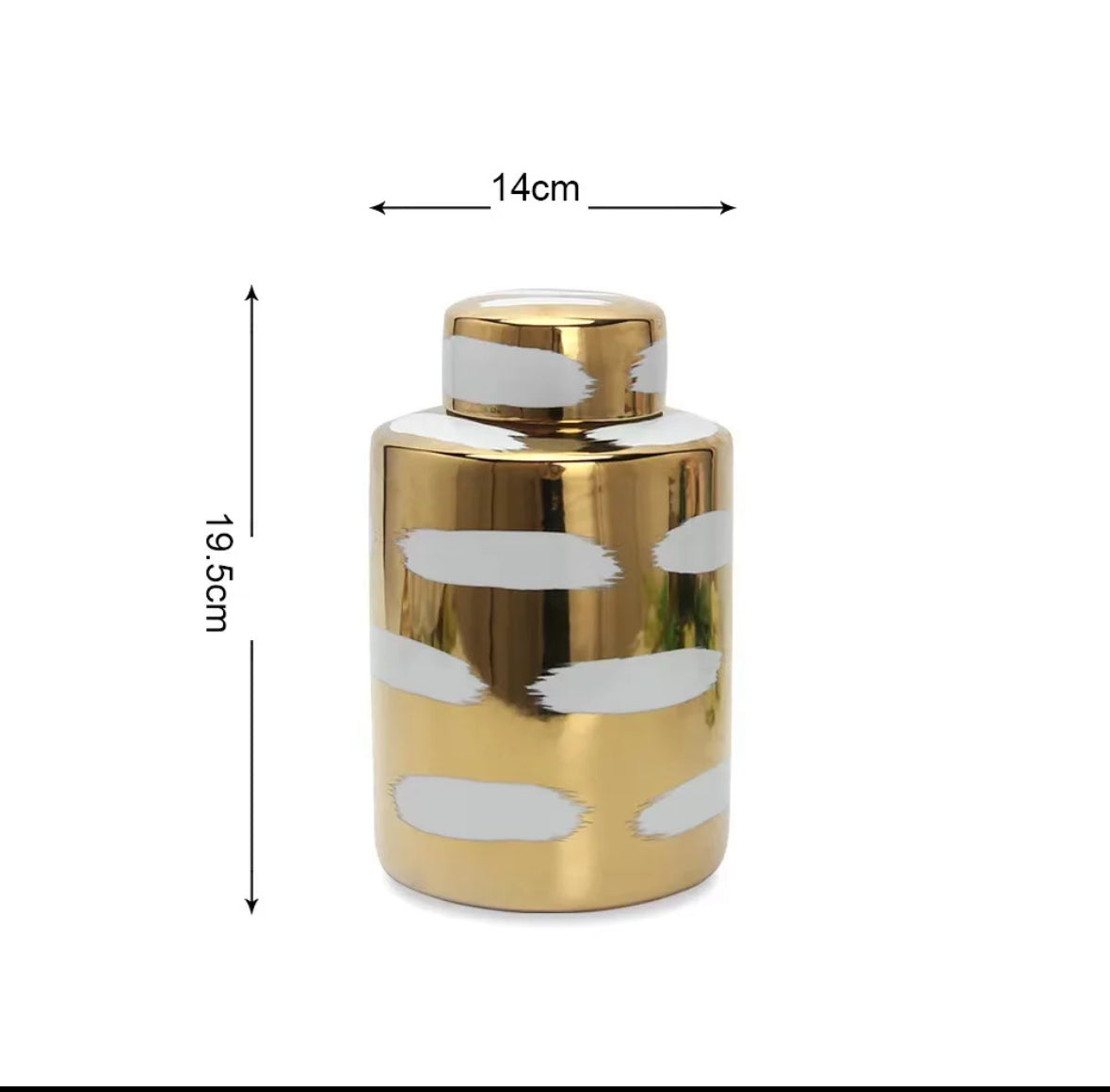 Gold Porcelain Jar with Brushstroke and Lids